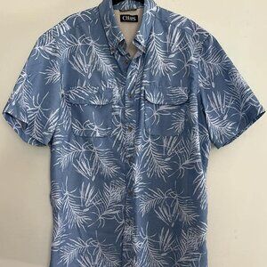Chaps Shirt Men's SZ LG Blue Hawaiian Camp Father's Day Gift Vacation Resort Cru